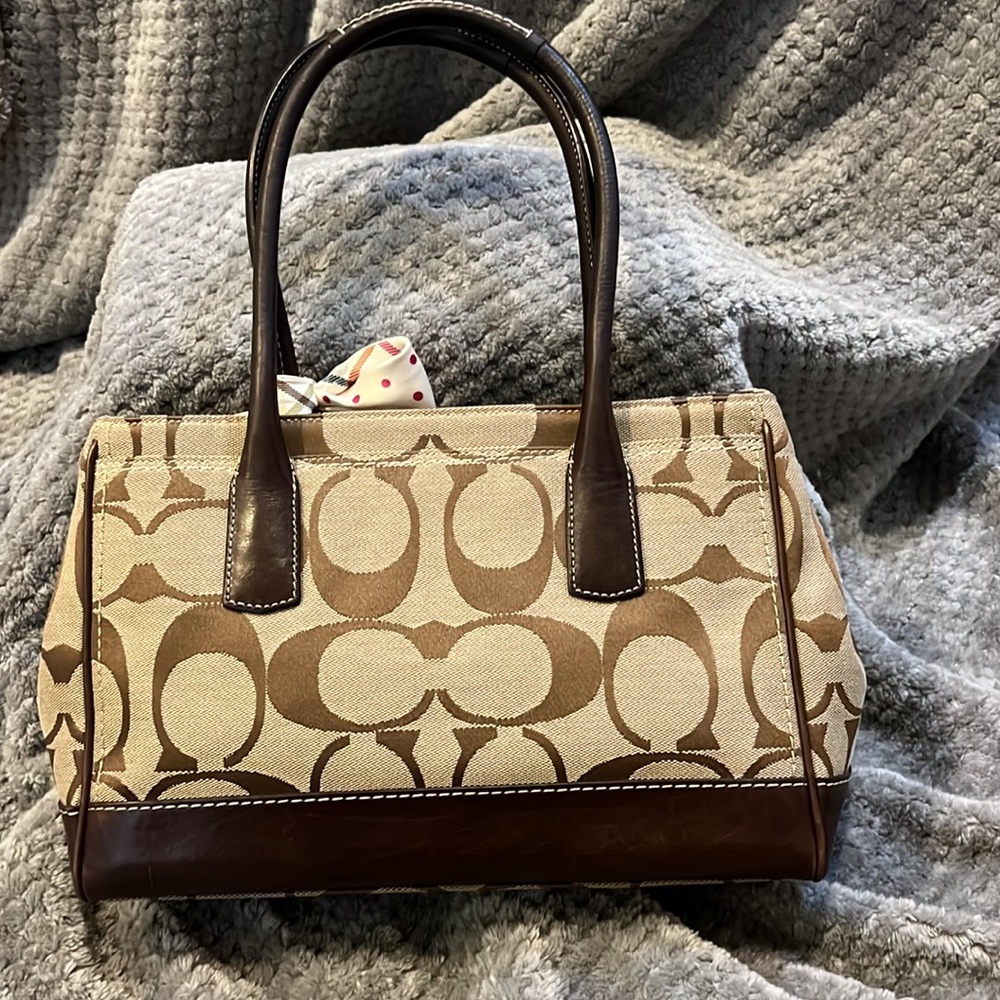 COACH signature brown/tan double handle tote - Picture 2 of 12